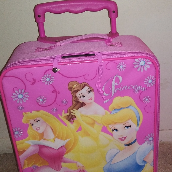 Disney Princess Rolling Suitcase Pink Carry-on Kid-friendly Luggage Excellent - Picture 4 of 12